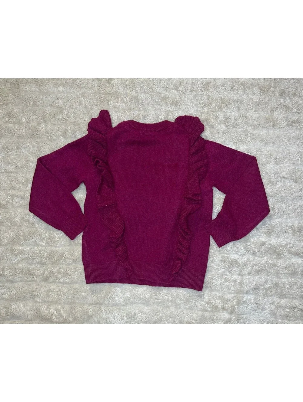 baby GAP magenta ruffled front long sleeve knit pullover sweater Size 4/4T